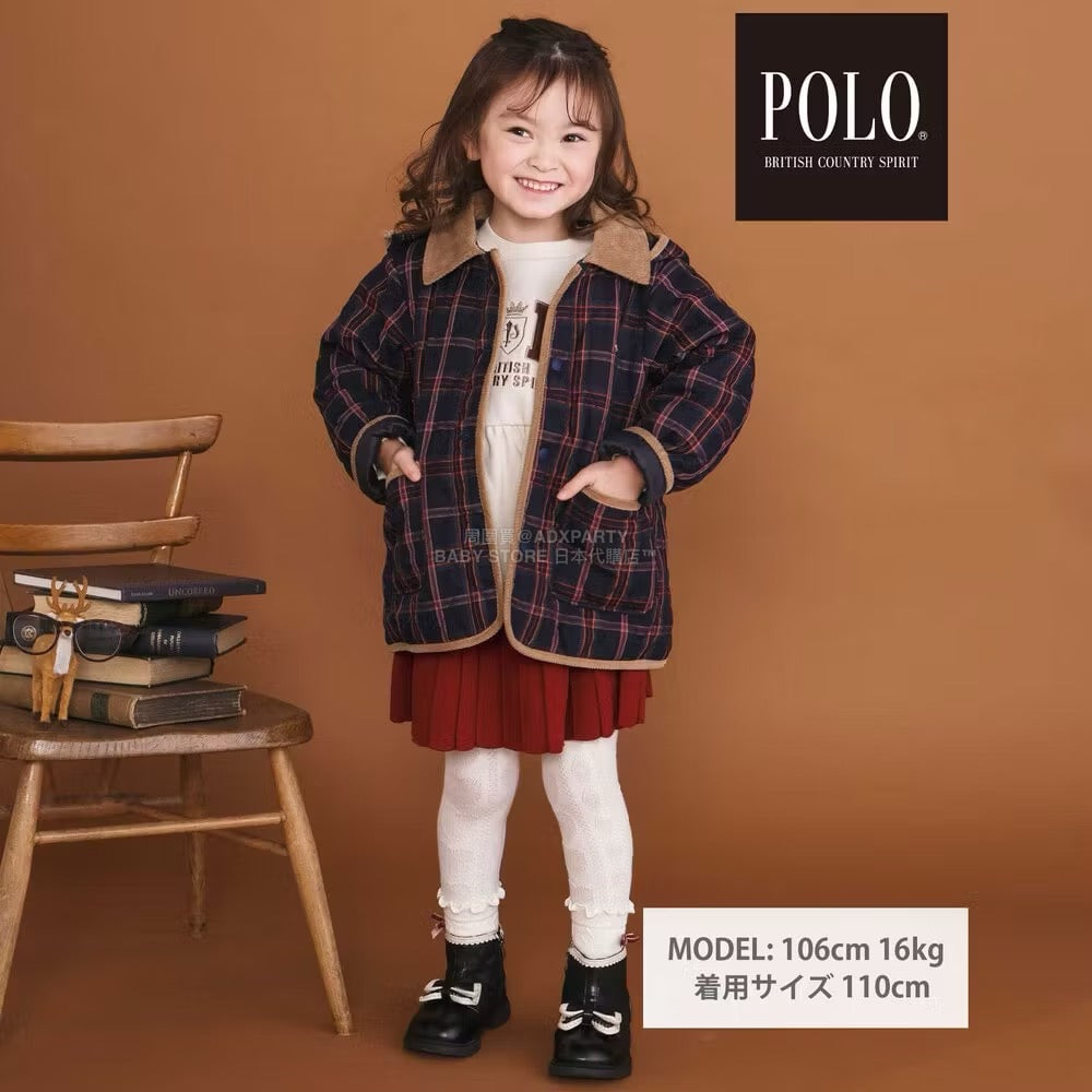 日本童裝  SLAP SLIP x POLO BCS 純色格紋絎縫外套 80-130cm 男童款/女童款 冬季 (適合初秋、香港平均溫度、寒冷天氣)OUTERWEAR聖誕紅/新年紅