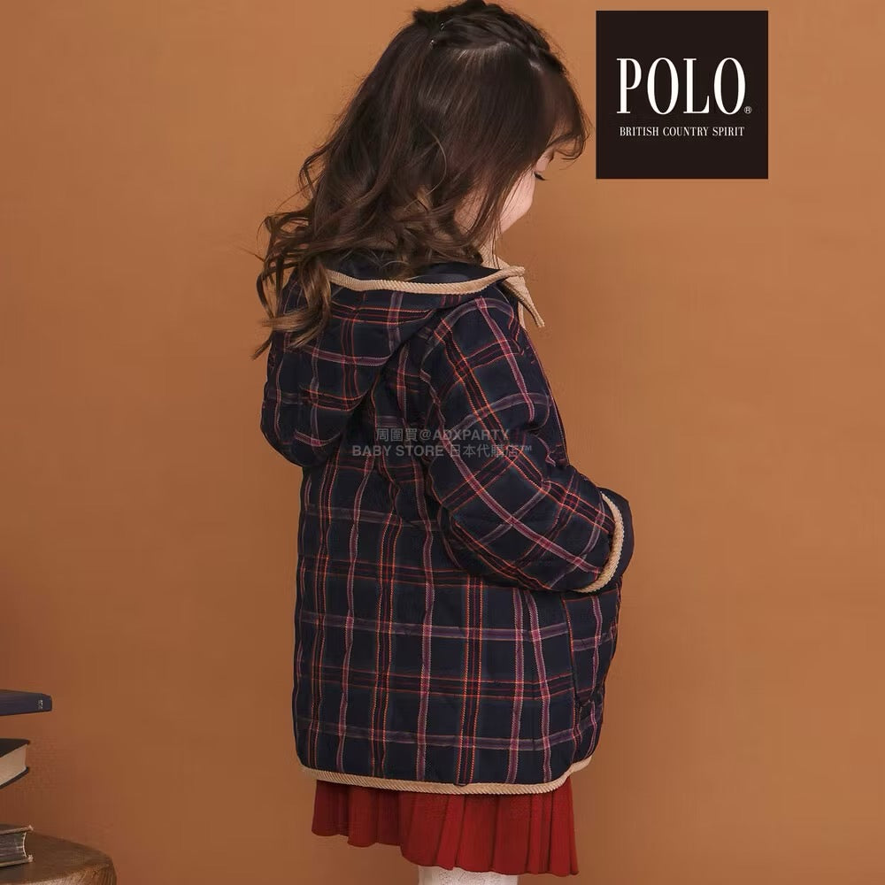 日本童裝  SLAP SLIP x POLO BCS 純色格紋絎縫外套 80-130cm 男童款/女童款 冬季 (適合初秋、香港平均溫度、寒冷天氣)OUTERWEAR聖誕紅/新年紅