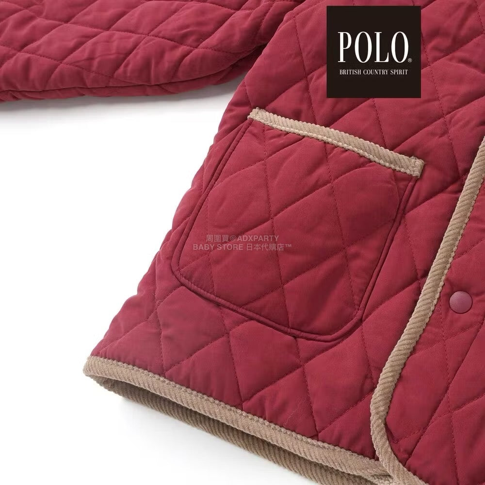 日本童裝  SLAP SLIP x POLO BCS 純色格紋絎縫外套 80-130cm 男童款/女童款 冬季 (適合初秋、香港平均溫度、寒冷天氣)OUTERWEAR聖誕紅/新年紅