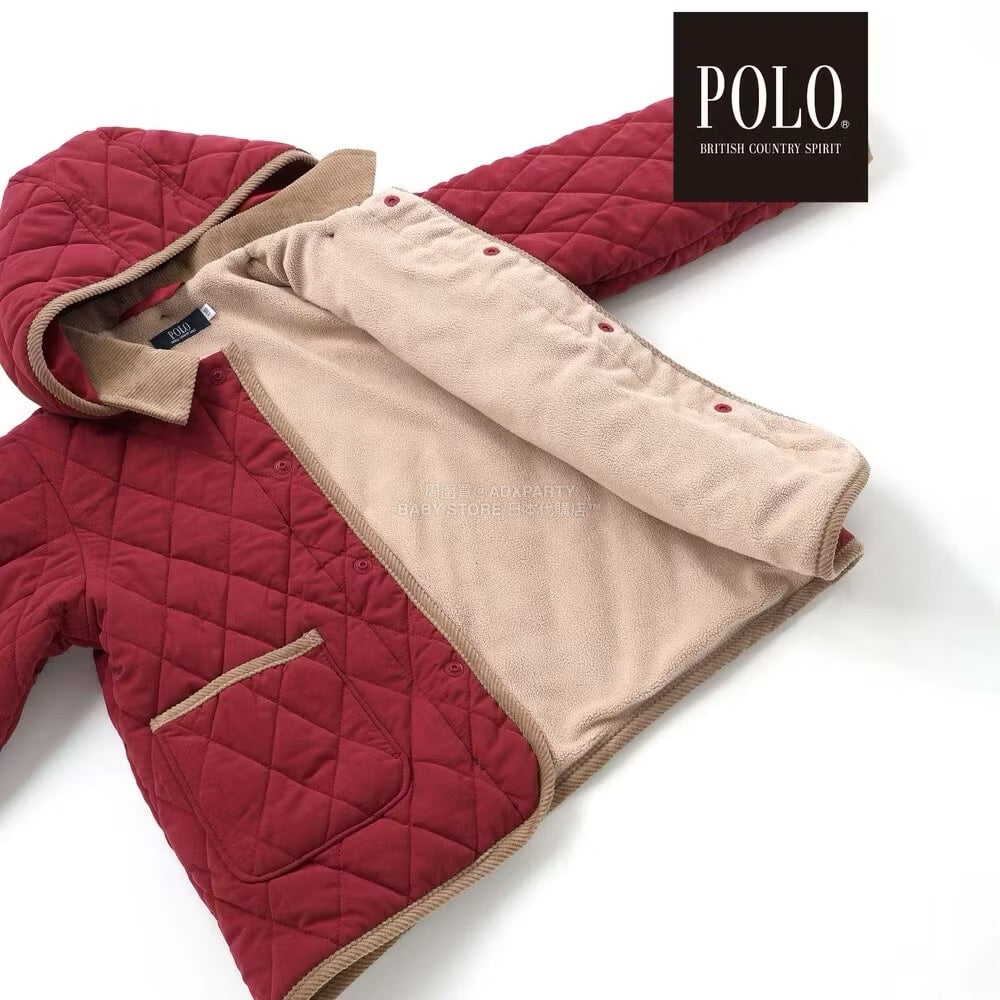 日本童裝  SLAP SLIP x POLO BCS 純色格紋絎縫外套 80-130cm 男童款/女童款 冬季 (適合初秋、香港平均溫度、寒冷天氣)OUTERWEAR聖誕紅/新年紅