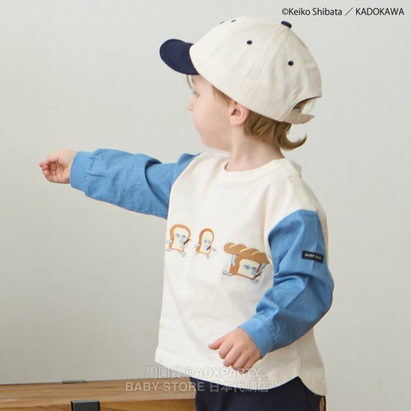 Japanese children's clothing pe#main x Bread Thief patchwork sleeve sweatshirt 80-130cm boys' autumn TOPS