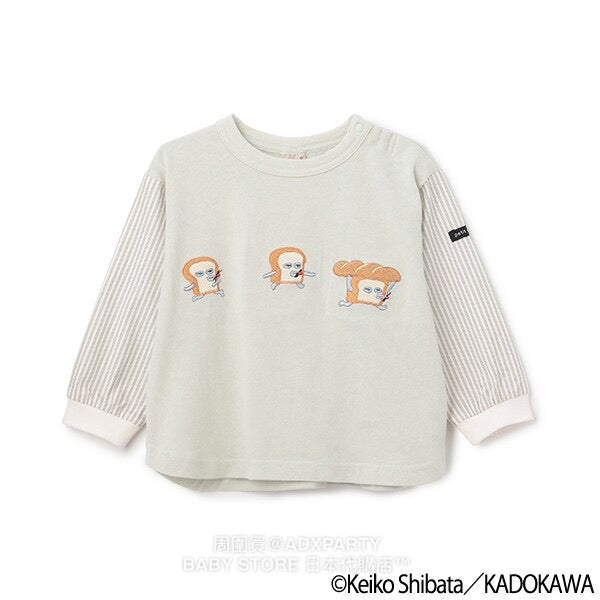 Japanese children's clothing pe#main x Bread Thief patchwork sleeve sweatshirt 80-130cm boys' autumn TOPS