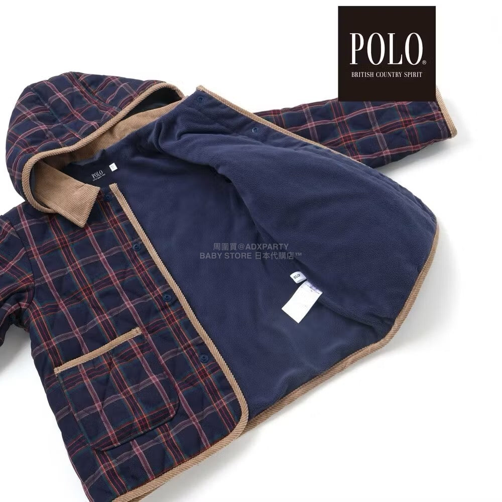 日本童裝  SLAP SLIP x POLO BCS 純色格紋絎縫外套 80-130cm 男童款/女童款 冬季 (適合初秋、香港平均溫度、寒冷天氣)OUTERWEAR聖誕紅/新年紅
