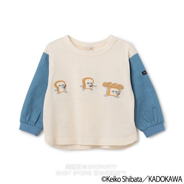 Japanese children's clothing pe#main x Bread Thief patchwork sleeve sweatshirt 80-130cm boys' autumn TOPS