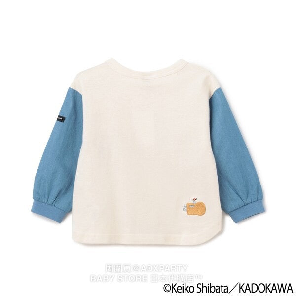 Japanese children's clothing pe#main x Bread Thief patchwork sleeve sweatshirt 80-130cm boys' autumn TOPS