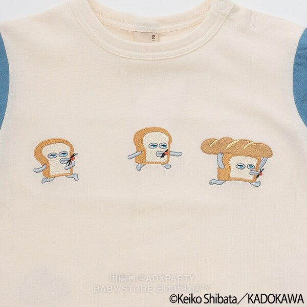 Japanese children's clothing pe#main x Bread Thief patchwork sleeve sweatshirt 80-130cm boys' autumn TOPS