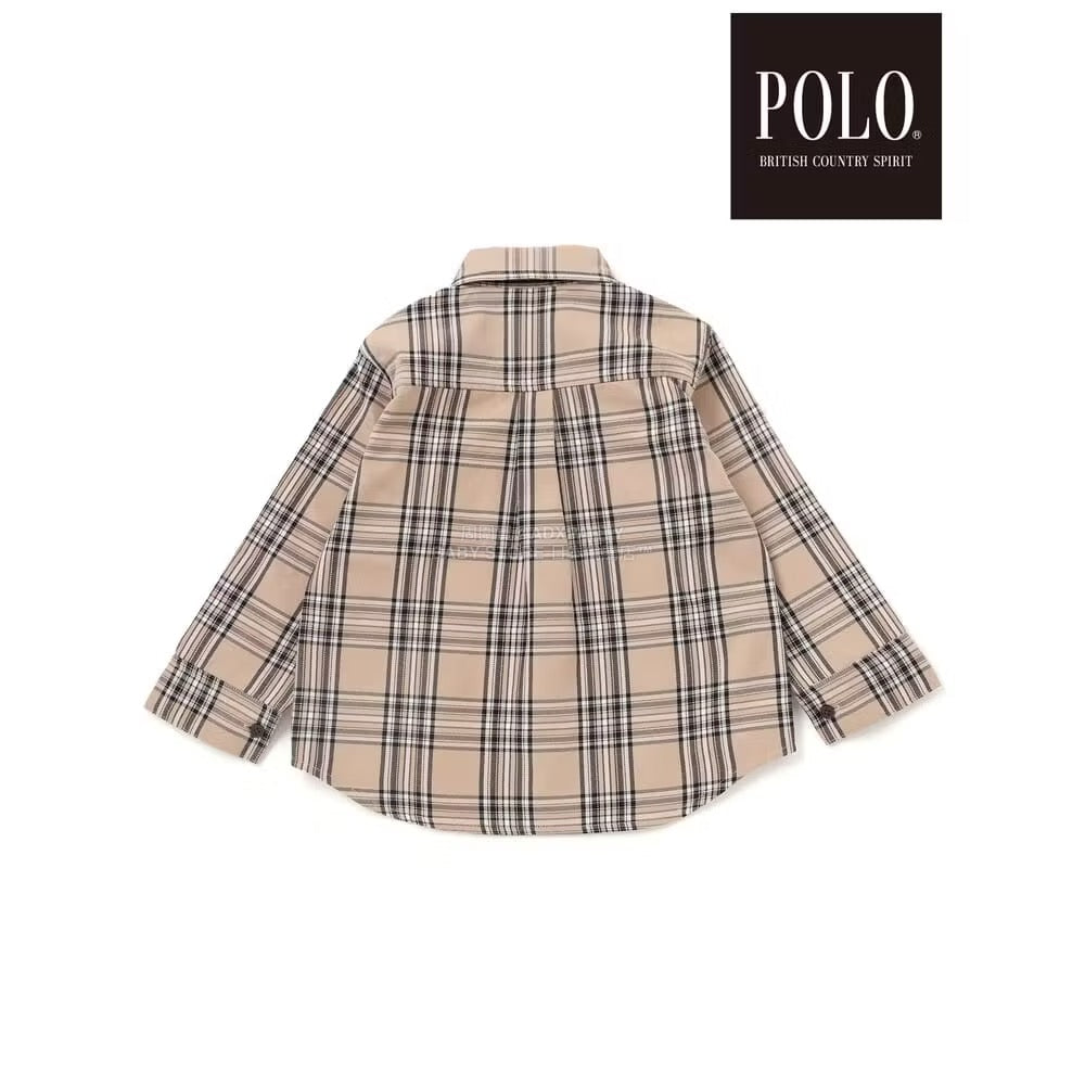 日本童裝  SLAP SLIP x POLO BCS 刺繡胸袋格紋襯衫 80-130cm 男童款 冬季 TOPS 面試/宴會/表演