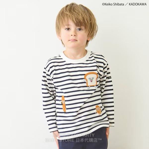 Japanese children's clothing pe#main x Bread Thief striped top 80-130cm boys/girls autumn TOPS
