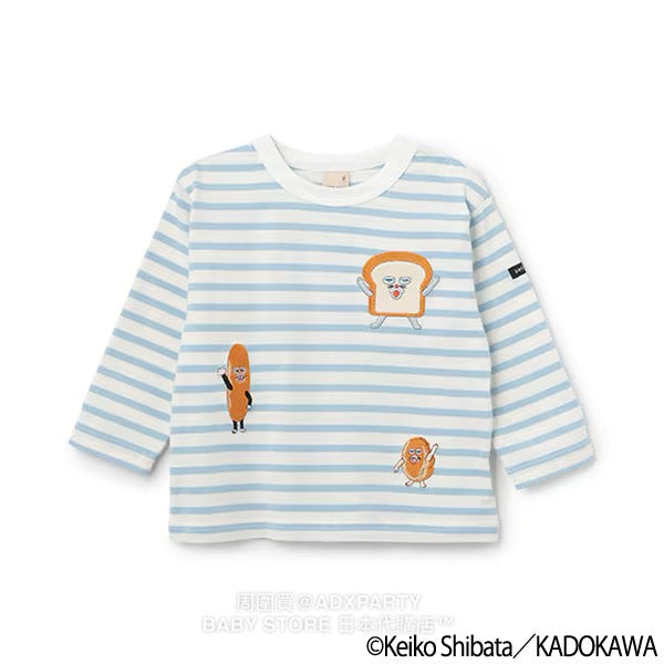 Japanese children's clothing pe#main x Bread Thief striped top 80-130cm boys/girls autumn TOPS