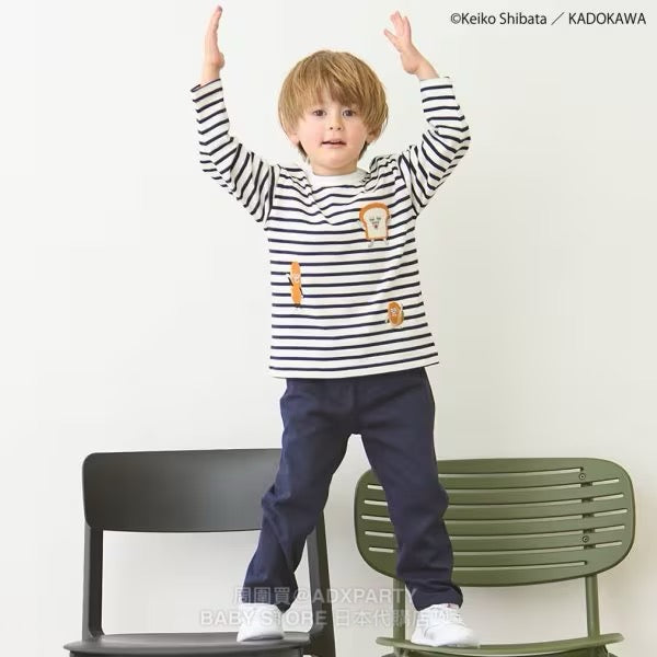 Japanese children's clothing pe#main x Bread Thief striped top 80-130cm boys/girls autumn TOPS