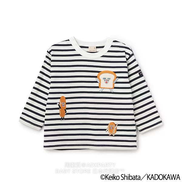 Japanese children's clothing pe#main x Bread Thief striped top 80-130cm boys/girls autumn TOPS