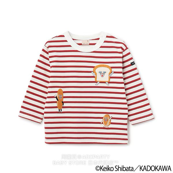 Japanese children's clothing pe#main x Bread Thief striped top 80-130cm boys/girls autumn TOPS