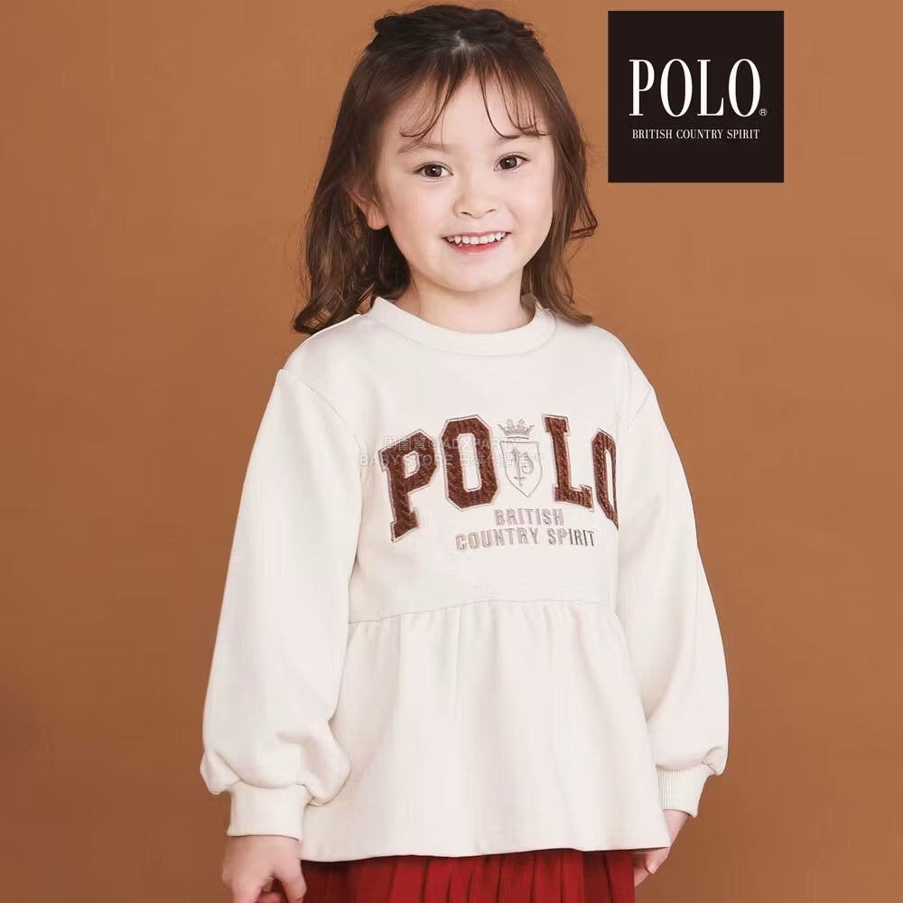 日本童裝  SLAP SLIP x POLO BCS 刺繡裙邊衛衣 80-130cm 女童款 冬季 TOPS 聖誕紅/新年紅