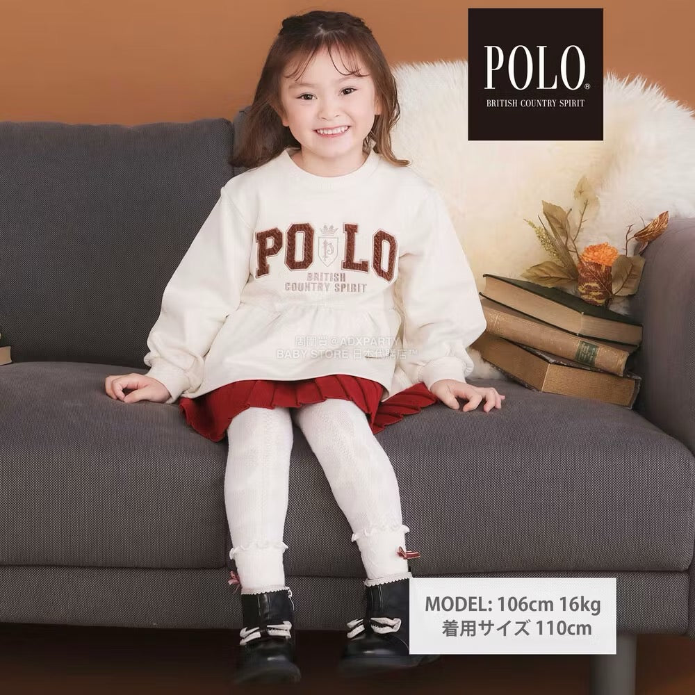 日本童裝  SLAP SLIP x POLO BCS 刺繡裙邊衛衣 80-130cm 女童款 冬季 TOPS 聖誕紅/新年紅