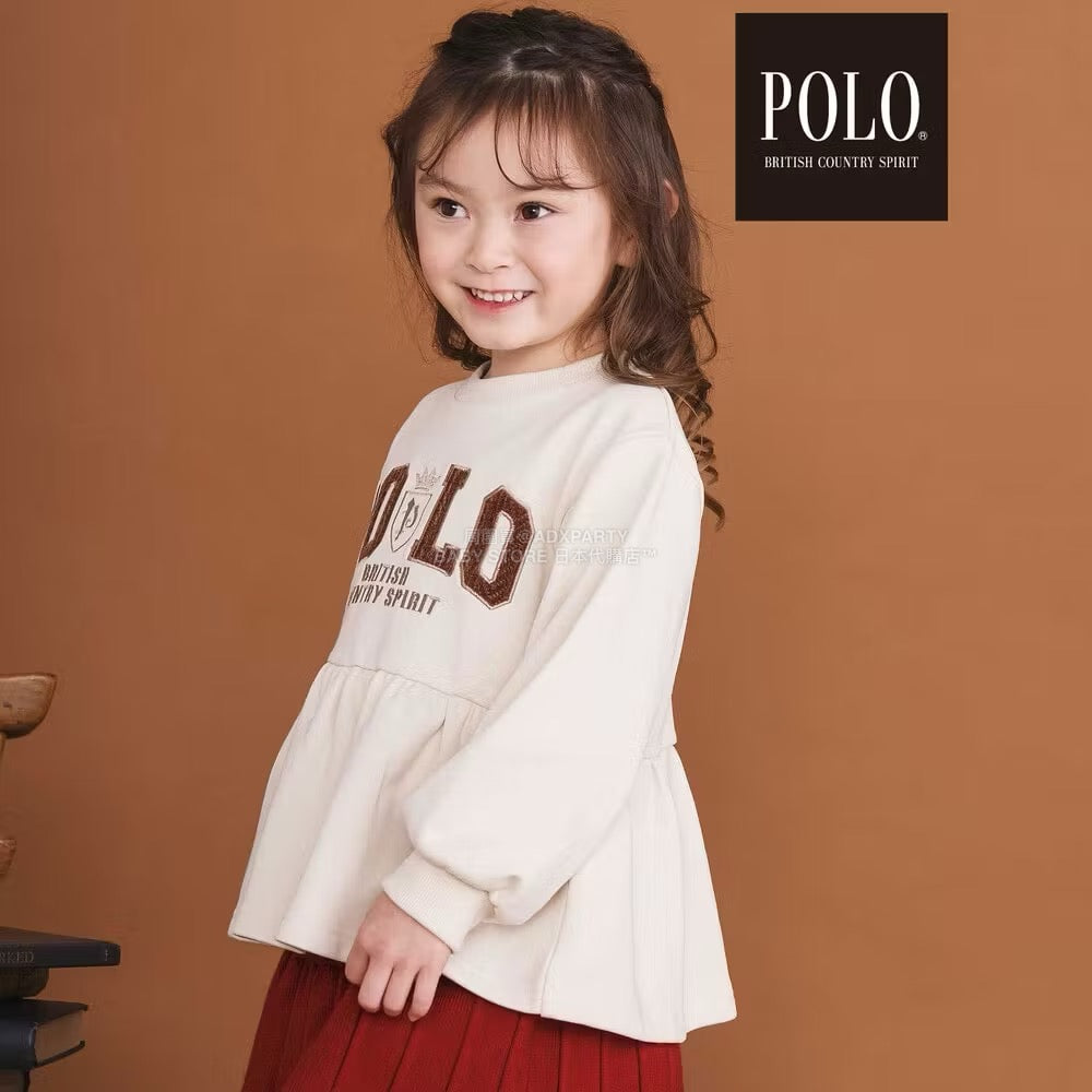 日本童裝  SLAP SLIP x POLO BCS 刺繡裙邊衛衣 80-130cm 女童款 冬季 TOPS 聖誕紅/新年紅