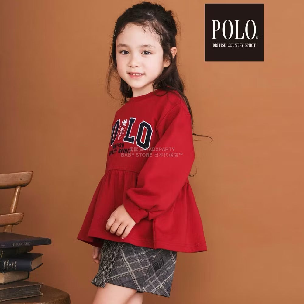日本童裝  SLAP SLIP x POLO BCS 刺繡裙邊衛衣 80-130cm 女童款 冬季 TOPS 聖誕紅/新年紅
