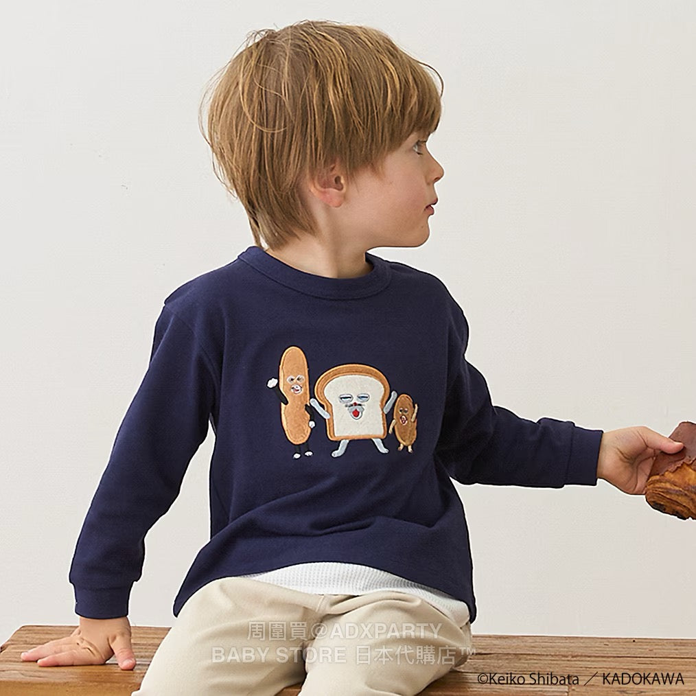 Japanese children's clothing pe#main x Bread Thief patchwork top 80-130cm boys/girls autumn TOPS