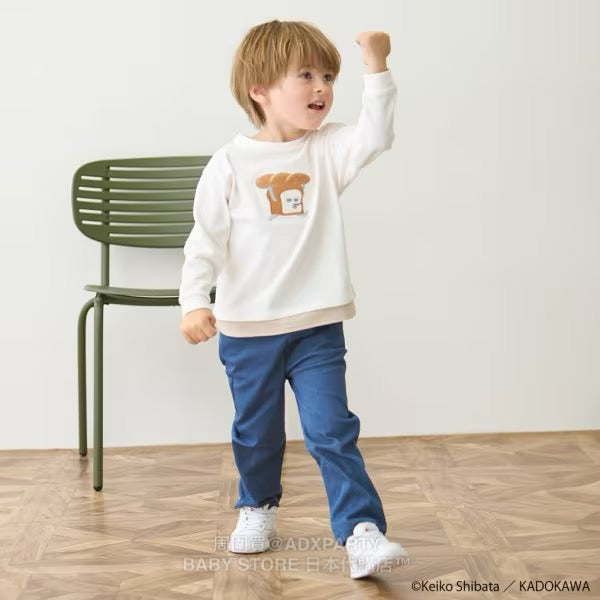 Japanese children's clothing pe#main x Bread Thief patchwork top 80-130cm boys/girls autumn TOPS