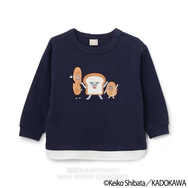 Japanese children's clothing pe#main x Bread Thief patchwork top 80-130cm boys/girls autumn TOPS