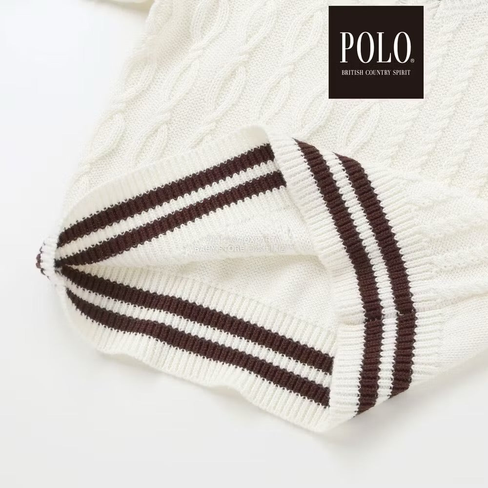 日本童裝  SLAP SLIP x POLO BCS V領傳統針織毛衣 80-130cm 男童款/女童款 冬季 TOPS
