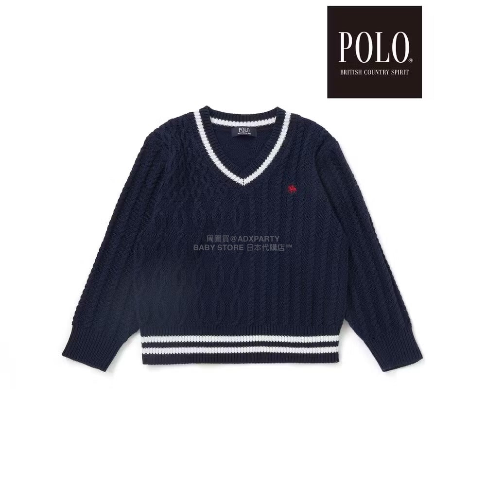 日本童裝  SLAP SLIP x POLO BCS V領傳統針織毛衣 80-130cm 男童款/女童款 冬季 TOPS