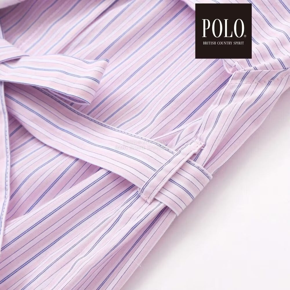 日本童裝  SLAP SLIP x POLO BCS 繫帶領口條紋襯衫裙 80-130cm 女童款 秋季 DRESSES