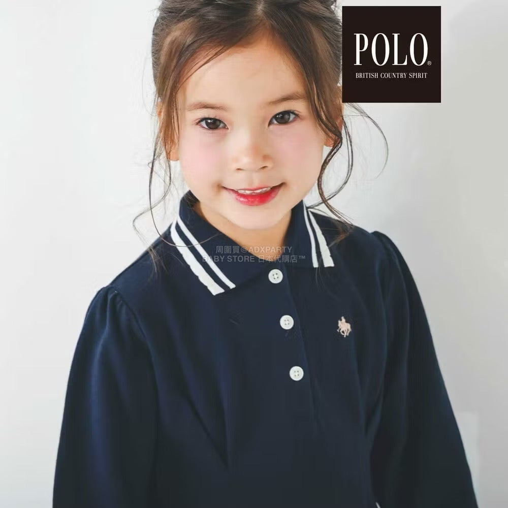 日本童裝  SLAP SLIP x POLO BCS 純色條紋領Polo連身裙 80-130cm 女童款 秋季 DRESSES