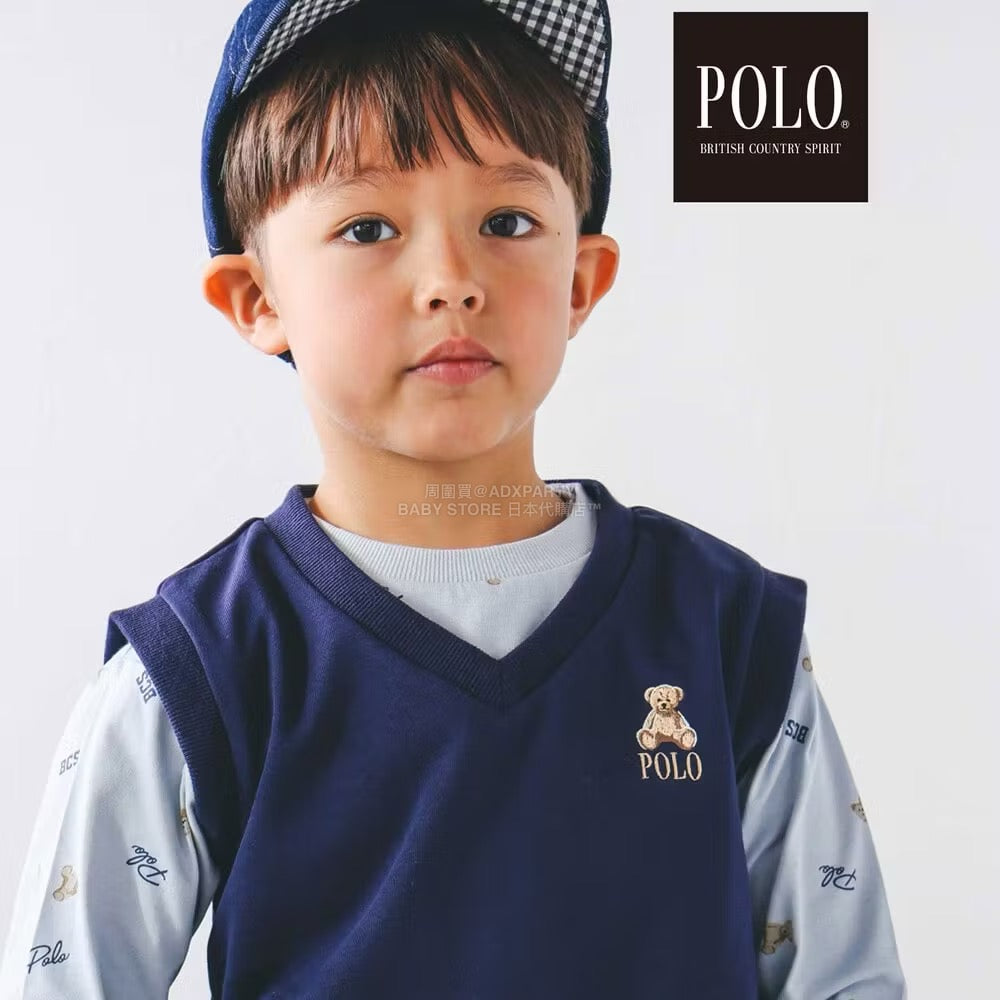 日本童裝  SLAP SLIP x POLO BCS 全印花上衣及刺繡小熊背心套裝 80-130cm 男童款/女童款 秋季 TOPS