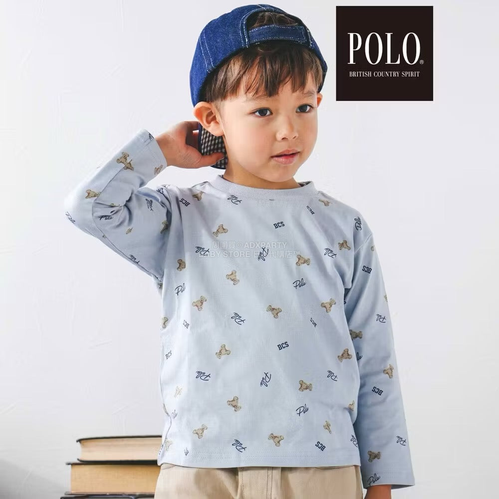 日本童裝  SLAP SLIP x POLO BCS 全印花上衣及刺繡小熊背心套裝 80-130cm 男童款/女童款 秋季 TOPS
