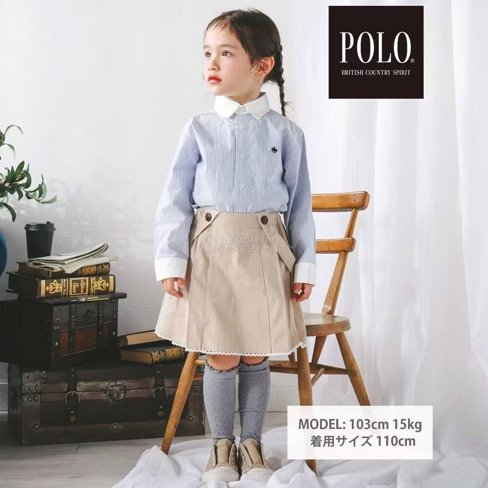 日本童裝  SLAP SLIP x POLO BCS 雙色條紋領口袖口襯衫 80-130cm 男童款/女童款 秋季 TOPS