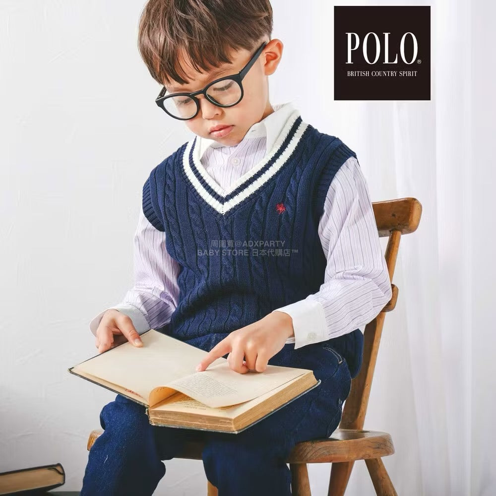 日本童裝  SLAP SLIP x POLO BCS 雙色條紋領口袖口襯衫 80-130cm 男童款/女童款 秋季 TOPS