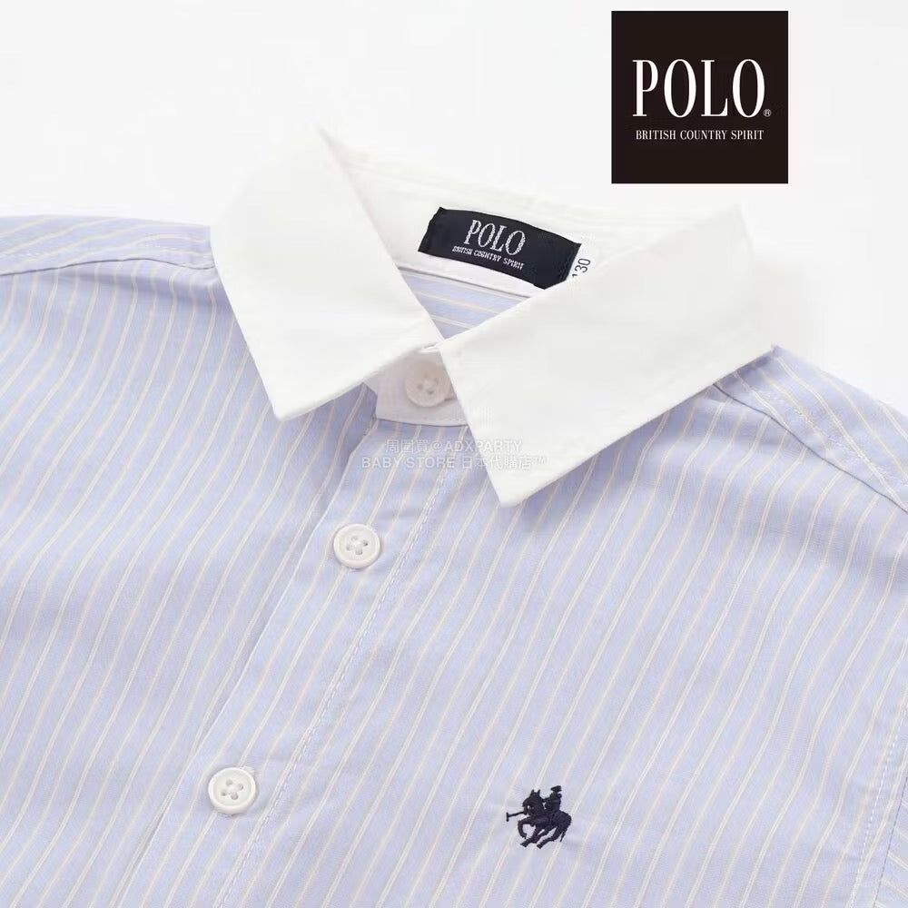 日本童裝  SLAP SLIP x POLO BCS 雙色條紋領口袖口襯衫 80-130cm 男童款/女童款 秋季 TOPS