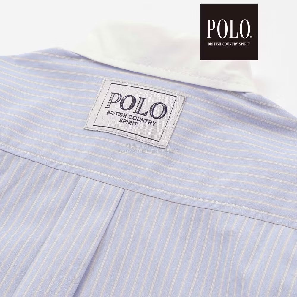 日本童裝  SLAP SLIP x POLO BCS 雙色條紋領口袖口襯衫 80-130cm 男童款/女童款 秋季 TOPS