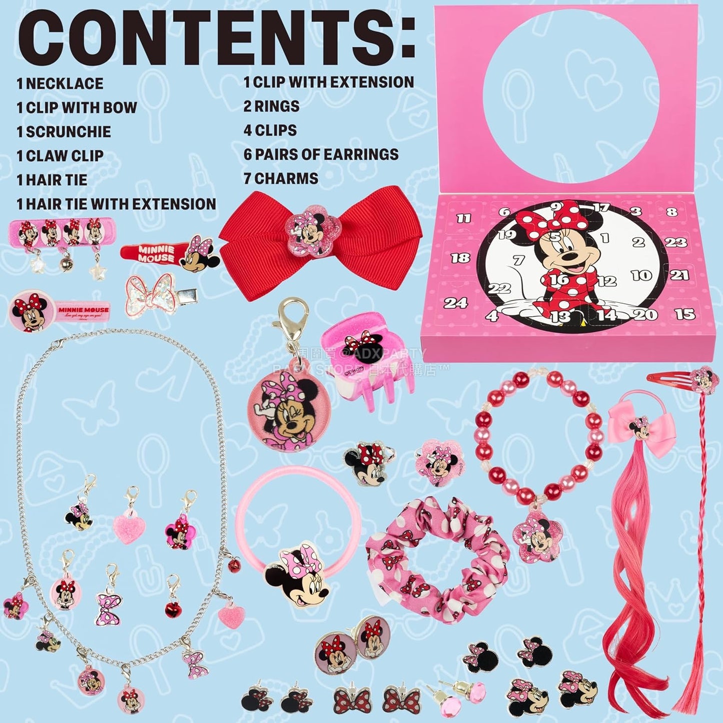 英美直送 Disney Minnie Mouse Hair Accessories & Jewellery聖誕倒數日曆 兒童款 聖誕快樂特輯 聖誕倒數日曆 滿$900可加$25免運 Christmas Advent Calendars 2025