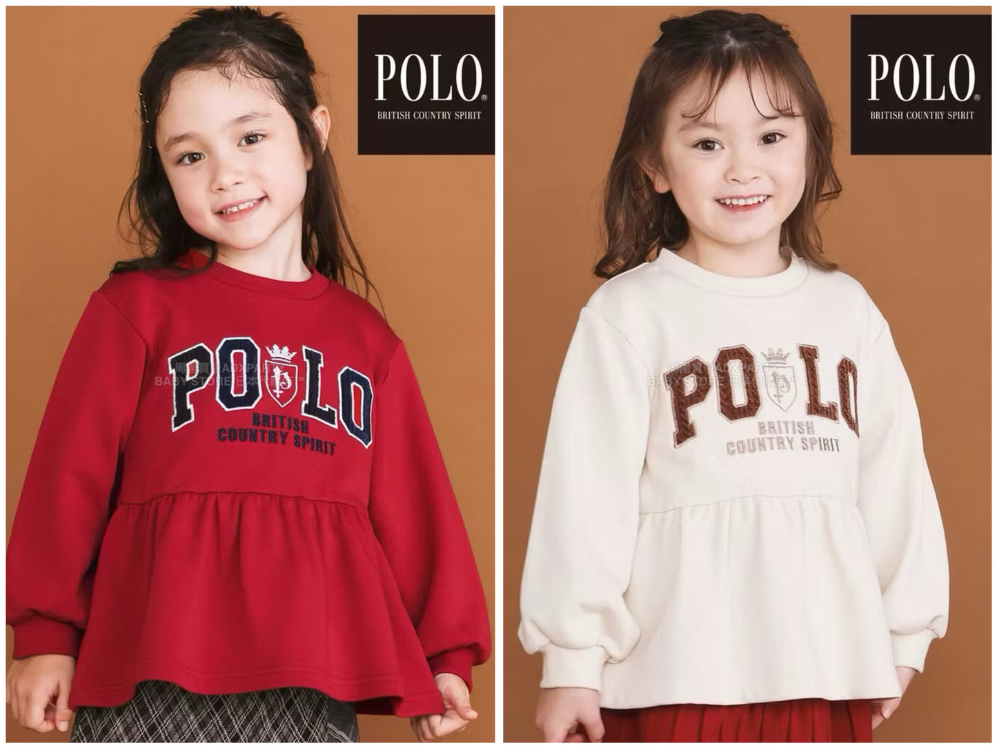 日本童裝  SLAP SLIP x POLO BCS 刺繡裙邊衛衣 80-130cm 女童款 冬季 TOPS 聖誕紅/新年紅