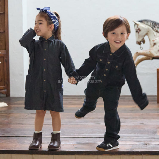 日本童裝 pe#main x Lee 牛仔連身裙 80-130cm 女童款 秋季 DRESSES