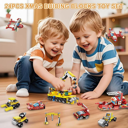 英美直送 Engineering Vehicle & Fire Engine Building Blocks Toy Set 聖誕倒數日曆 兒童款 聖誕快樂特輯 聖誕倒數日曆 不參與$900免運 滿$900可加$25免運 Christmas Advent Calendars 2025