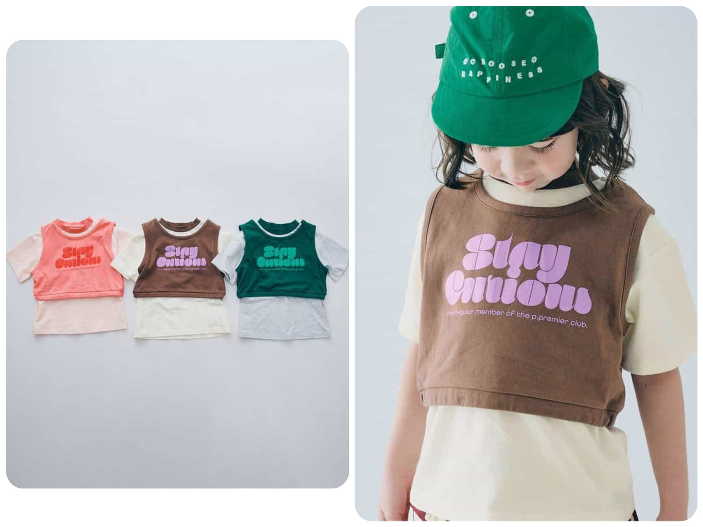 Japanese children's clothing p.prem#r vest T-shirt two-piece set 80-140cm boys/girls summer TOPS