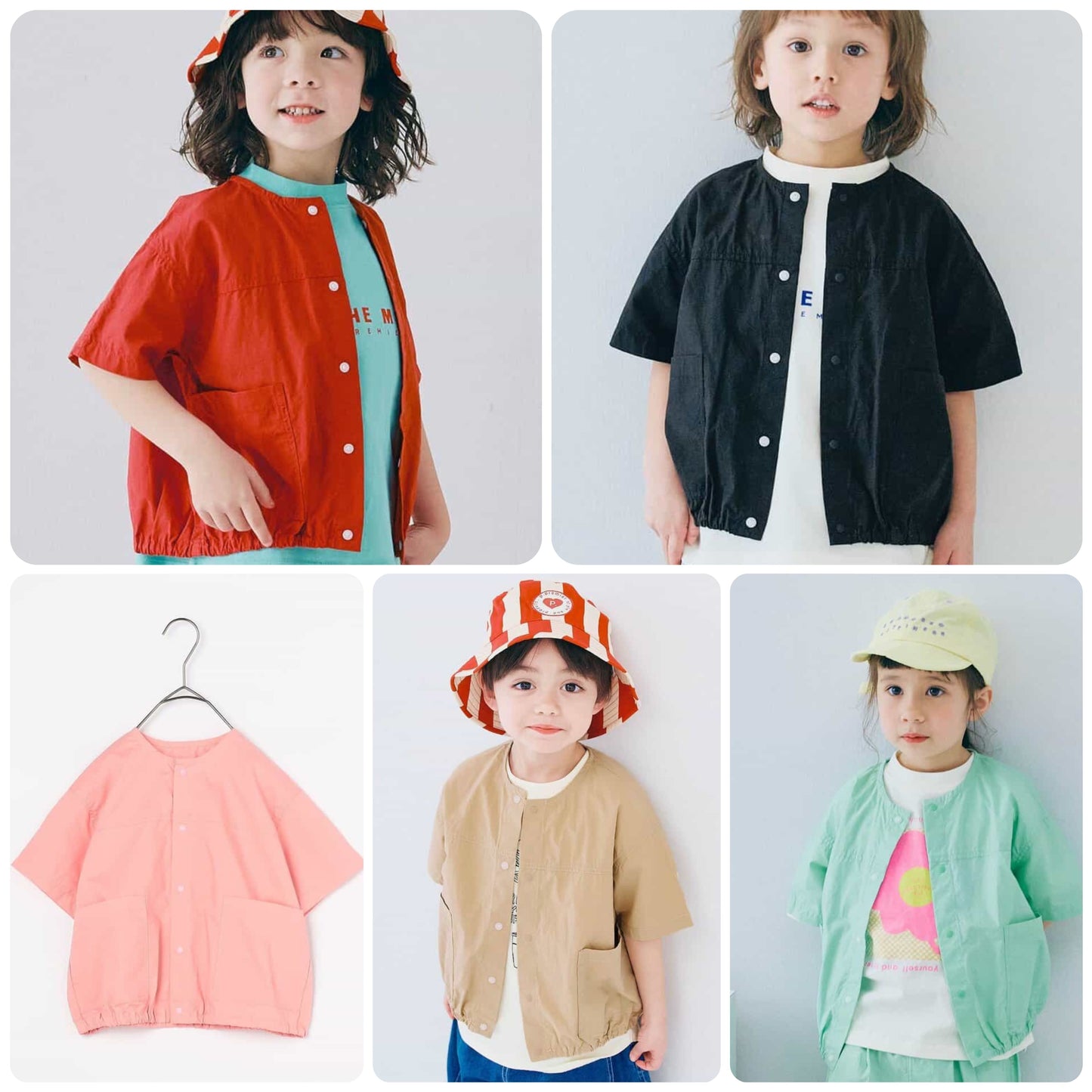 Japanese children's clothing p.prem#r typewriter snap button short-sleeved shirt 80-140cm boys/girls summer TOPS