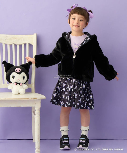 日本童裝 aF#a325 x Sanrio My Melody&Kuromi毛毛外套 100-150cm 女童款 秋季 OUTERWEAR