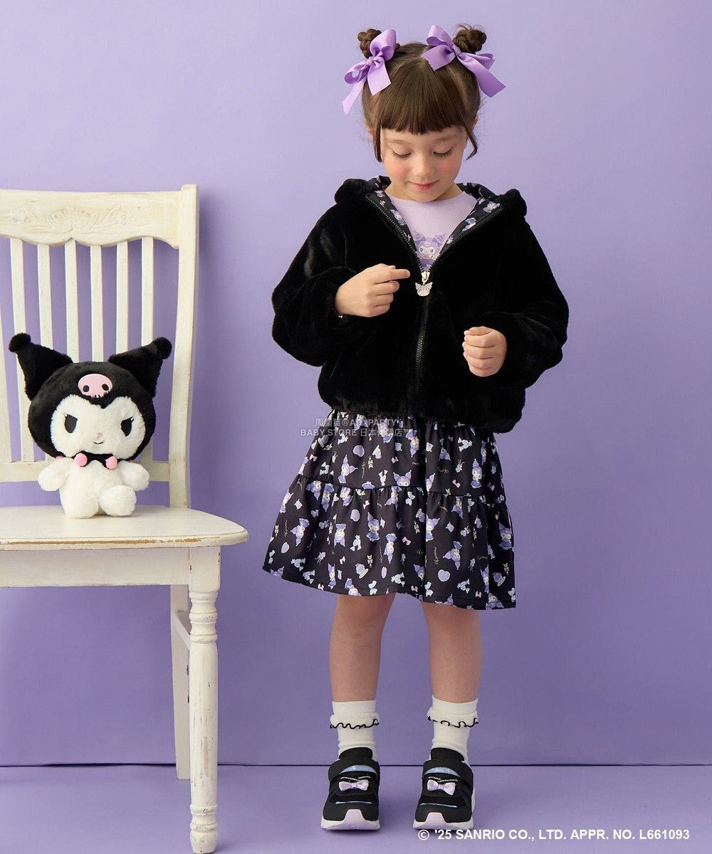 日本童裝 aF#a325 x Sanrio My Melody&Kuromi毛毛外套 100-150cm 女童款 秋季 OUTERWEAR