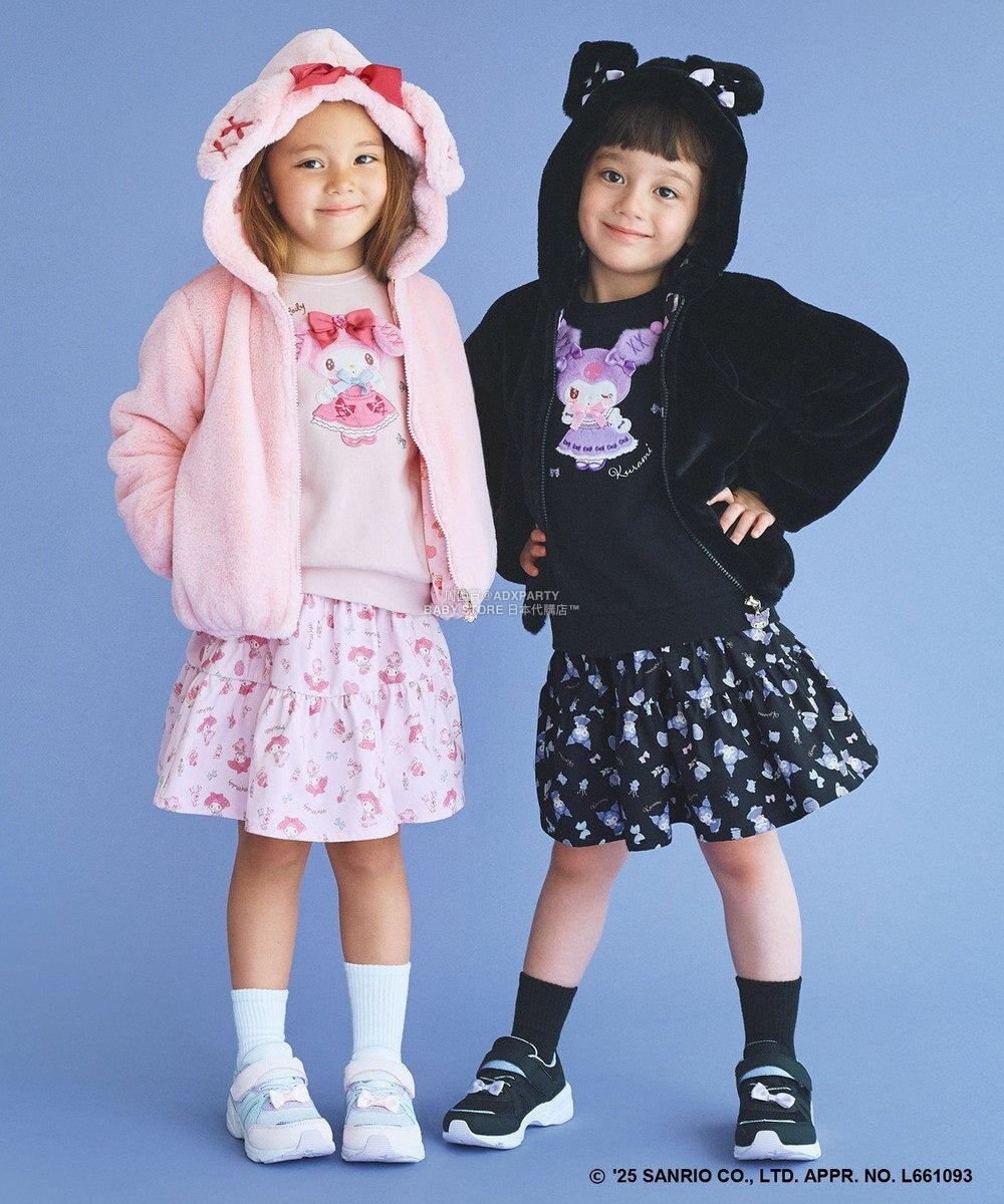 日本童裝 aF#a325 x Sanrio My Melody&Kuromi毛毛外套 100-150cm 女童款 秋季 OUTERWEAR