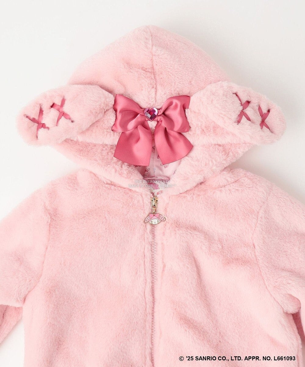 日本童裝 aF#a325 x Sanrio My Melody&Kuromi毛毛外套 100-150cm 女童款 秋季 OUTERWEAR