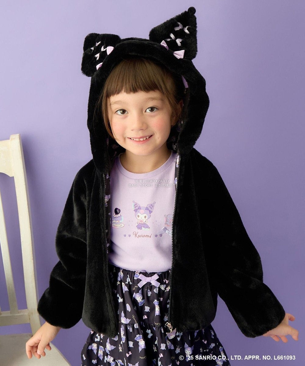 日本童裝 aF#a325 x Sanrio My Melody&Kuromi毛毛外套 100-150cm 女童款 秋季 OUTERWEAR