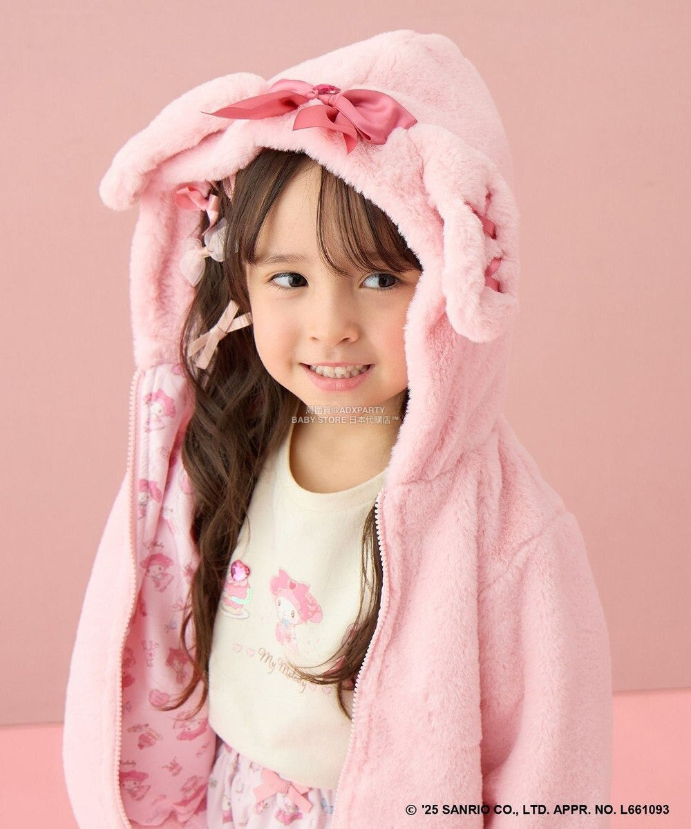 日本童裝 aF#a325 x Sanrio My Melody&Kuromi毛毛外套 100-150cm 女童款 秋季 OUTERWEAR