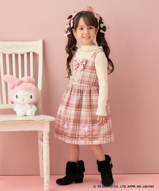 日本童裝 aF#a325 x Sanrio My Melody&Kuromi吊帶連身裙 110-150cm 女童款 秋季 DRESSES