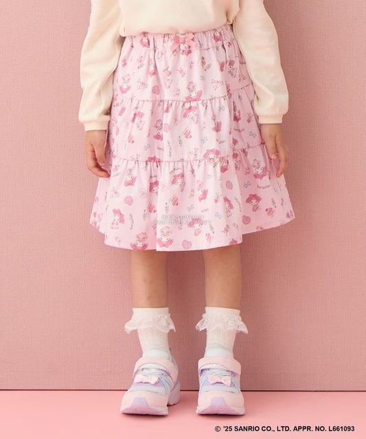 日本童裝 aF#a325 x Sanrio My Melody&Kuromi印花短裙 100-150cm 女童款 秋季 SKIRTS
