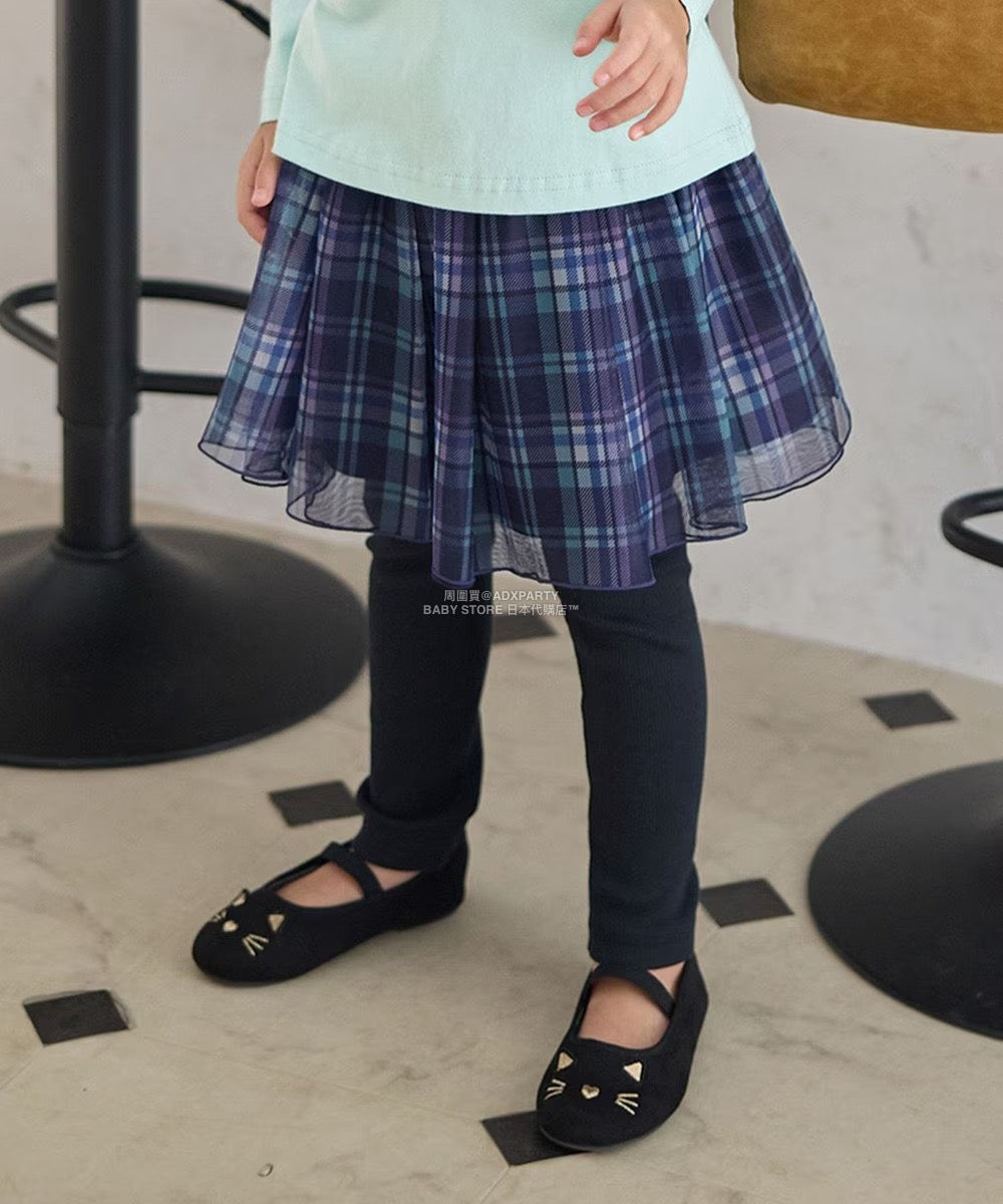 日本童裝 aF#a325 假兩件網紗裙連褲 90-140cm 女童款 秋季 SKIRTS PANTS