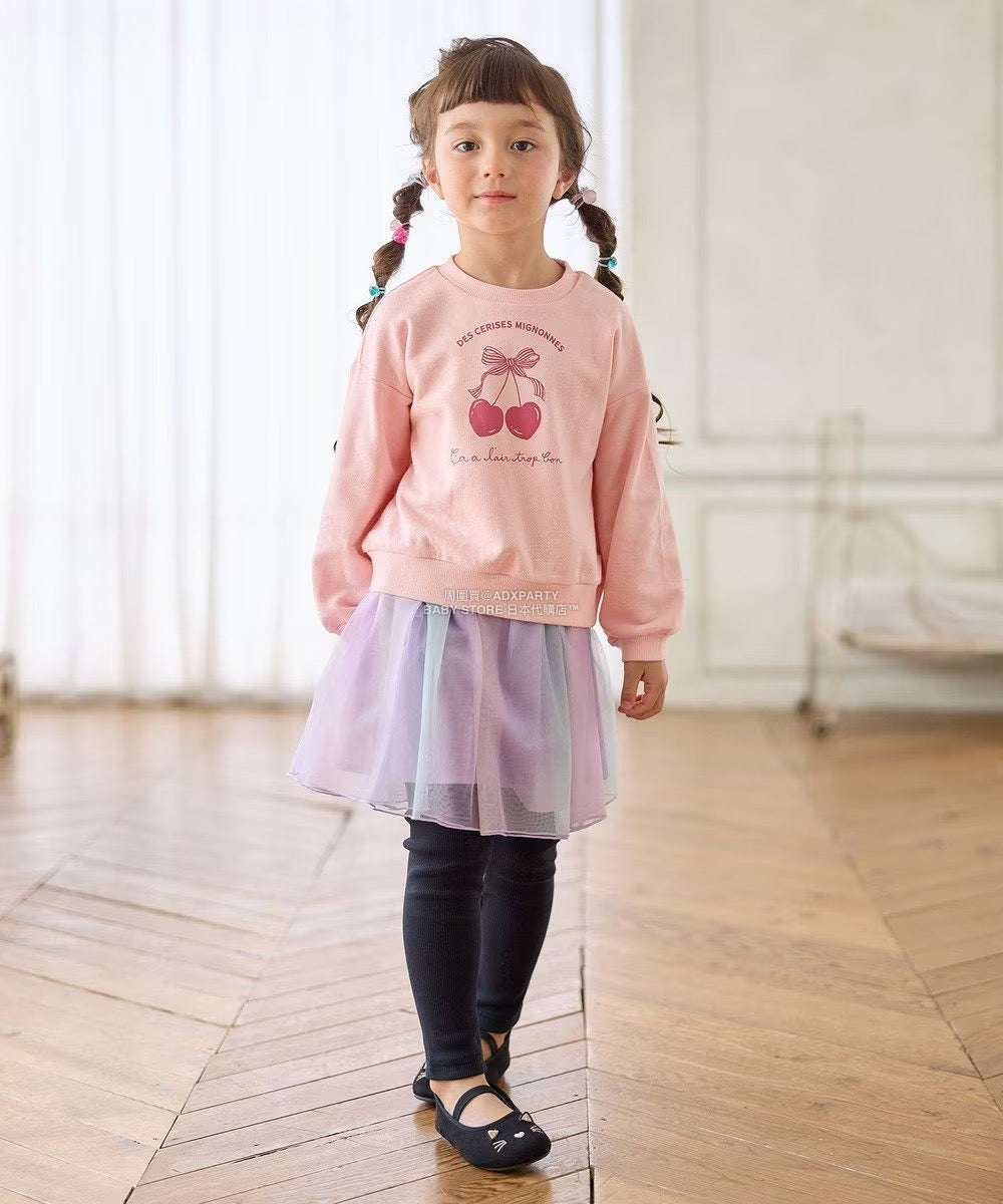 日本童裝 aF#a325 假兩件網紗裙連褲 90-140cm 女童款 秋季 SKIRTS PANTS