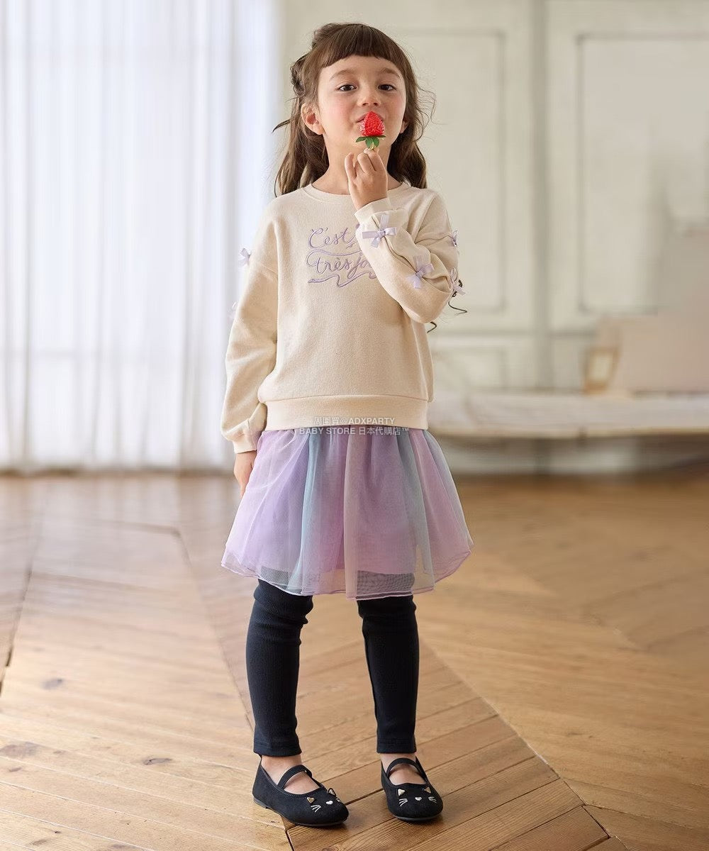 日本童裝 aF#a325 假兩件網紗裙連褲 90-140cm 女童款 秋季 SKIRTS PANTS